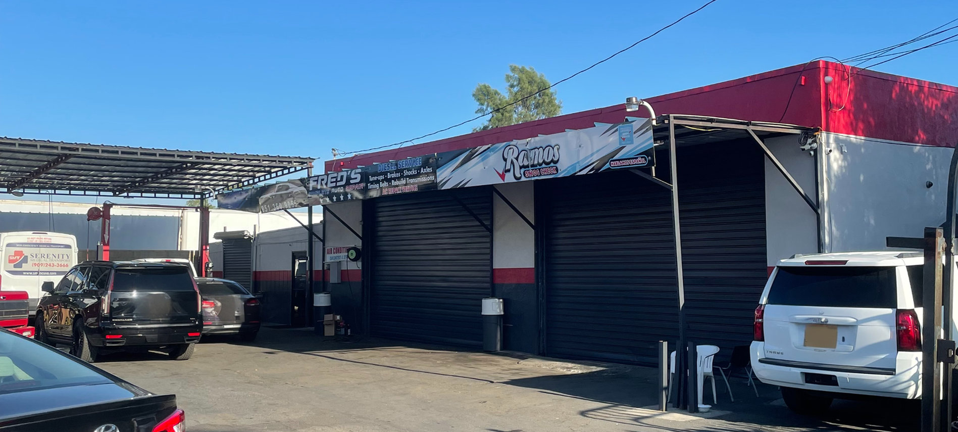 Modern auto repair shop interior
